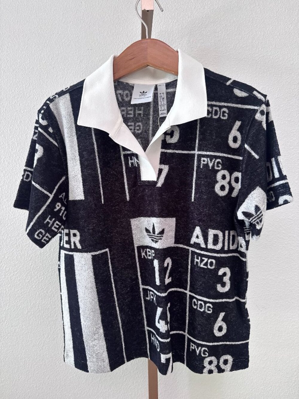 Adidas x KSENIASCHNAIDER Graphic Towel Polo Shirt Black White Size small NWT